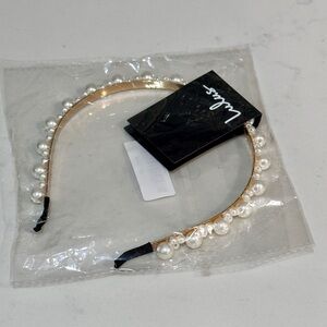 Lulus gold and pearl headband. New with tags and still in packaging.
